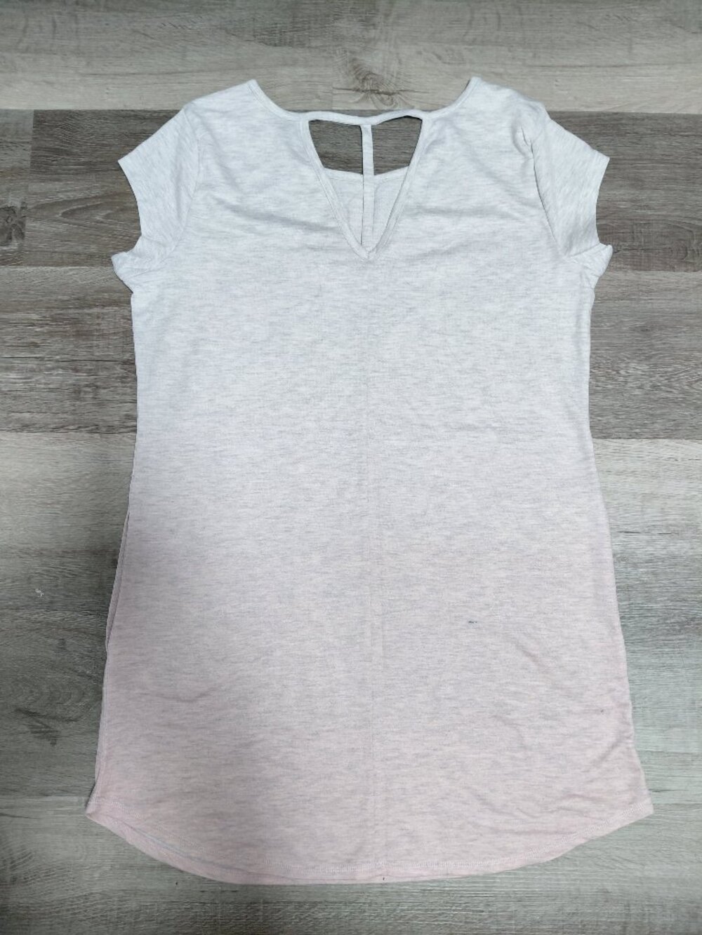 Gradient Color Double Pocket Short Sleeve Round Neck T-Shirt Dress,Light Pink Me